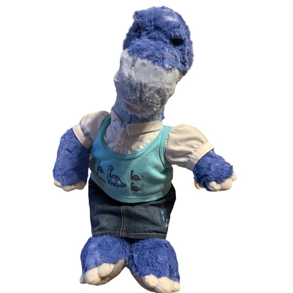 Build A Bear T-Rex Purple Dinosaur 17 in Purple Skirt Shirt Vest Green Eyes - Picture 2 of 6